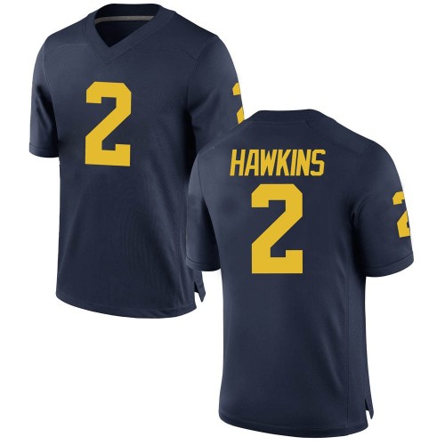 Brad Hawkins Michigan Wolverines Men's NCAA #2 Navy Game Brand Jordan College Stitched Football Jersey XDX8754KC